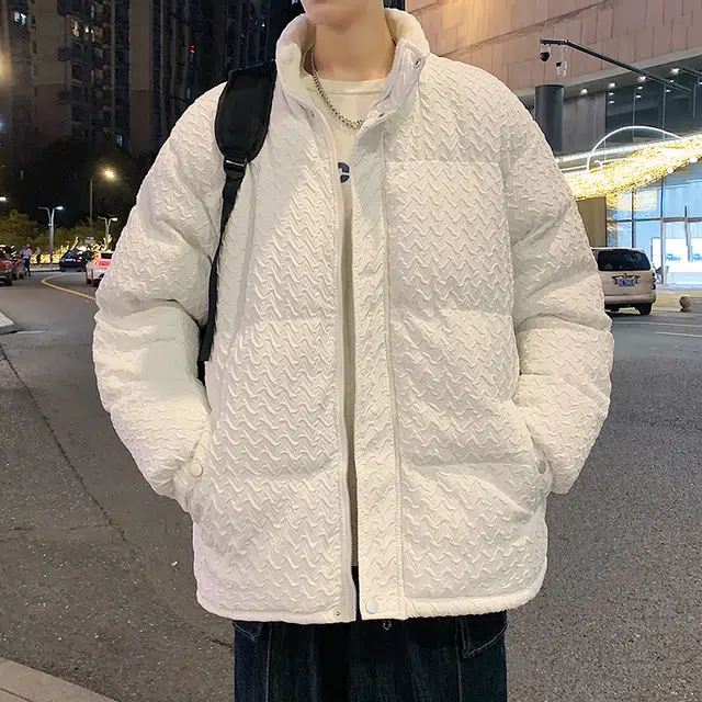 棉基因 冬季千鸟格纹理感加绒优质棉棒球服保暖高个小个子日系男简约潮流夹棉袄子美式高街工装风青少年职场通勤学院风棉衣外套 男女同款