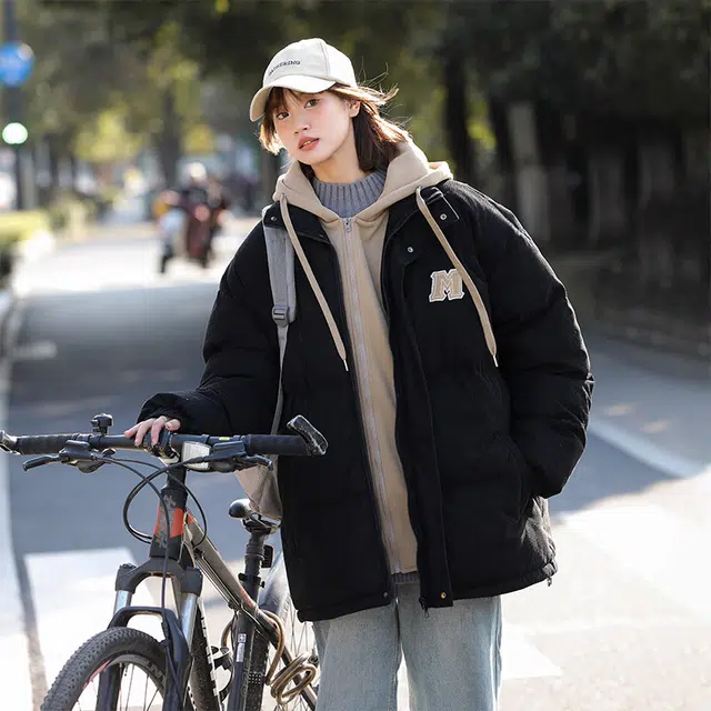 棉基因 冬季假两件灯芯绒撞色优质棉棒球服保暖高个小个子日系男简约潮流夹棉袄子美式高街工装风青少年职场通勤学院风棉衣外套 男女同款