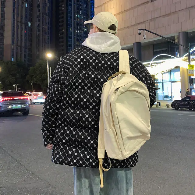 棉基因 冬季满印字母提花老花纯色贴标优质棉棒球服保暖日系男简约潮流夹棉袄子美式高街工装风青少年职场通勤学院棉衣外套 男女同款