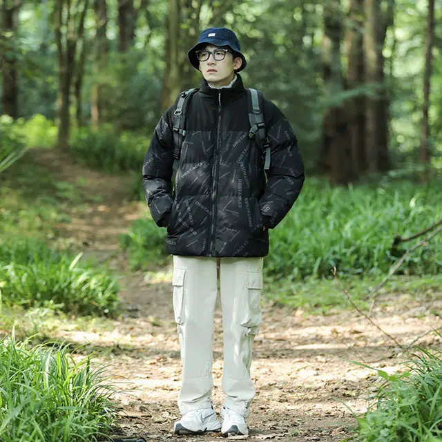 棉基因 冬季拼接满印字母撞色优质棉棒球服保暖高个小个子日系男简约潮流夹棉袄子美式高街工装风青少年职场通勤学院风棉衣外套 男女同款