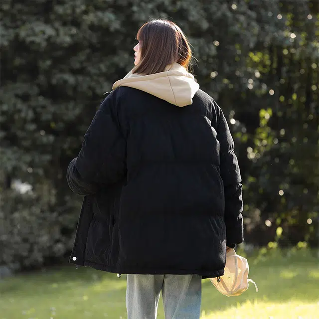 棉基因 冬季假两件灯芯绒撞色优质棉棒球服保暖高个小个子日系男简约潮流夹棉袄子美式高街工装风青少年职场通勤学院风棉衣外套 男女同款