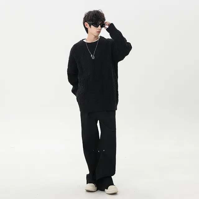 棉基因 清新设计感森系肌理感毛线衣厚实内搭休闲运动氛围感职场通勤极简风女装高街美式亲肤打底衣松弛感青少年学院风毛衣 男女同款