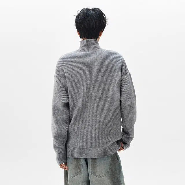 棉基因 清新森系立领针织外套肌理感毛线衣内搭休闲运动氛围感职场通勤极简风女装高街美式亲肤打底衣松弛感青少年学院风毛衣 男女同款