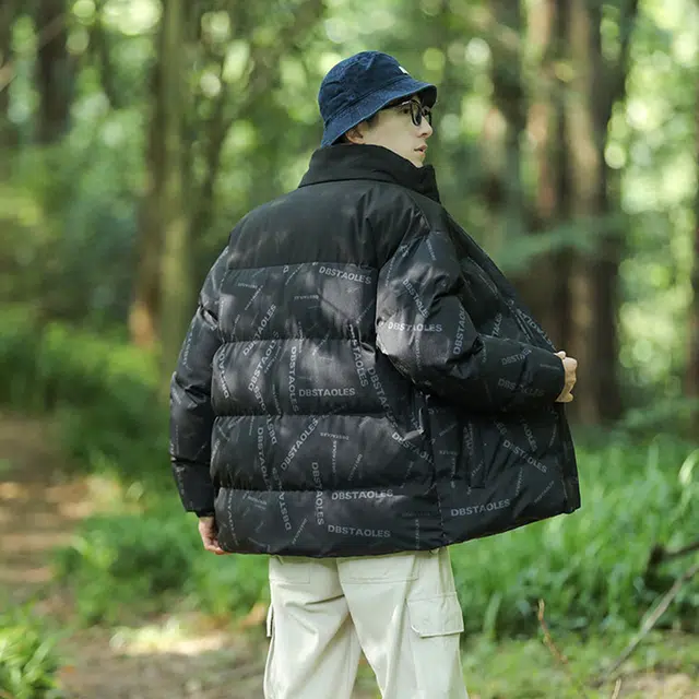 棉基因 冬季拼接满印字母撞色优质棉棒球服保暖高个小个子日系男简约潮流夹棉袄子美式高街工装风青少年职场通勤学院风棉衣外套 男女同款