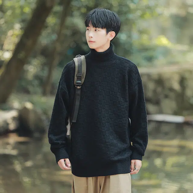 棉基因 亲肤格子毛线衣清新森系肌理感厚实内搭休闲运动氛围感职场通勤极简风女装高街美式打底衣松弛感青少年学院风毛衣 男女同款