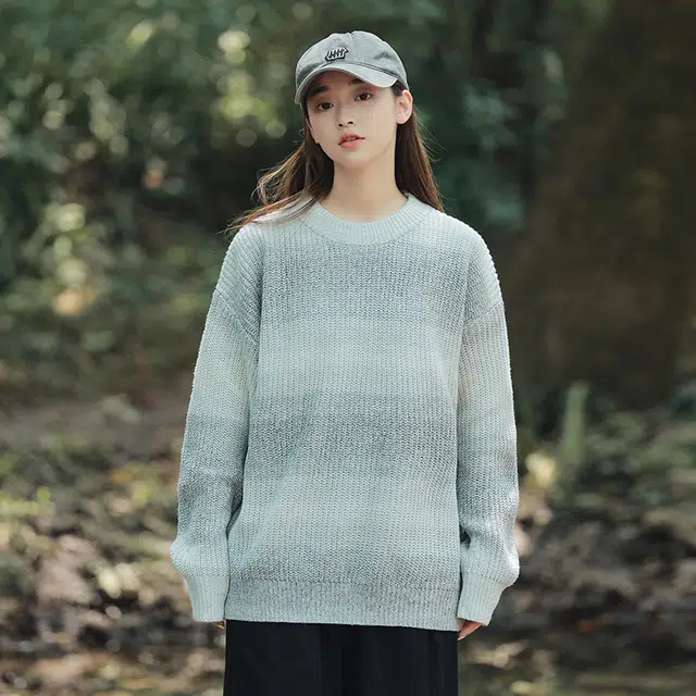 棉基因 甜酷梦幻渐变毛线衣清新森系肌理感厚实内搭休闲运动氛围感职场通勤极简风女装高街美式亲肤打底衣松弛感青少年学院毛衣 男女同款