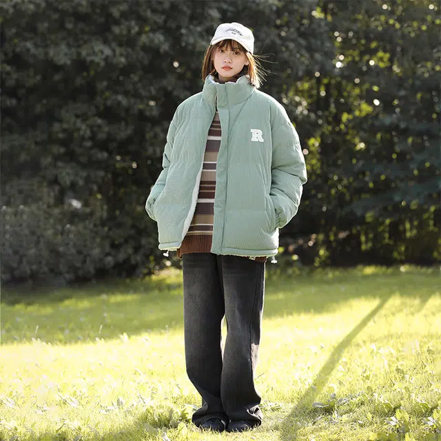 棉基因 冬季双面穿灯芯绒优质保暖日系简约潮流美式高街工装风青少年职场通勤学院棉服 男女同款