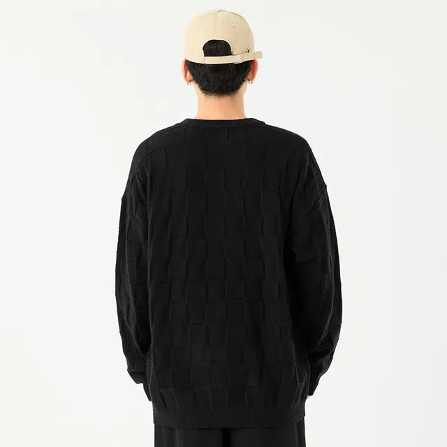 棉基因 棋盘格针织格子毛线衣清新森系肌理感厚实内搭休闲运动氛围感职场通勤极简女装高街美式亲肤打底衣松弛感青少年学院毛衣 男女同款