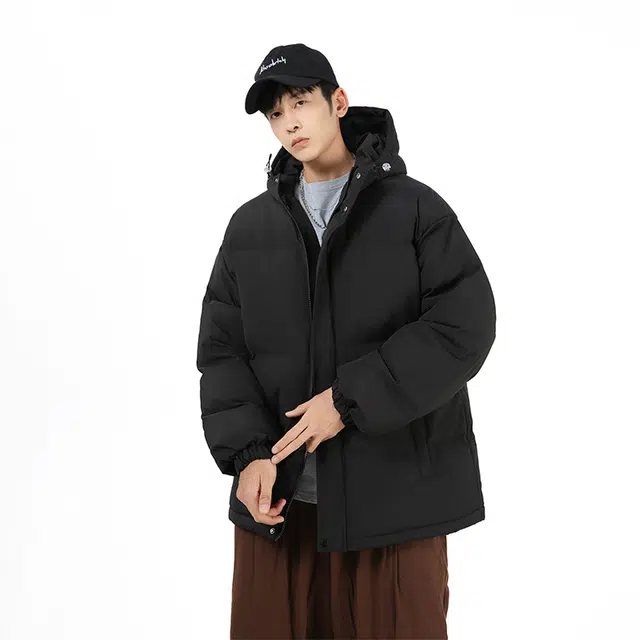 棉基因 冬季马卡龙色系纯色拉链连帽防寒优质棉棒球服高个子小个子日系男简约潮流美式高街工装风青少年职场通勤学院风棉衣外套 男女同款