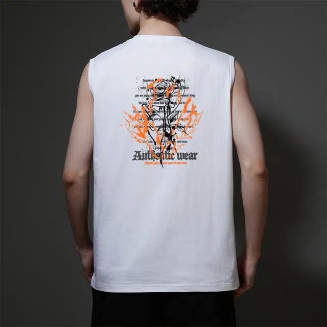 棉基因 宽松圆领纯棉外穿打底衫篮球运动玫瑰暗黑风浪漫高街涂鸦个性美式复古肌肉训练透气无袖坎肩背心 男女同款