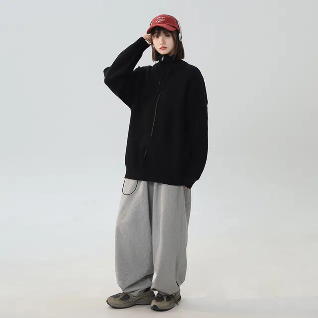 棉基因 立领半开襟清新森系肌理感毛线衣厚实内搭休闲运动氛围感职场通勤极简风女装高街美式亲肤打底衣松弛感青少年学院风毛衣 男女同款