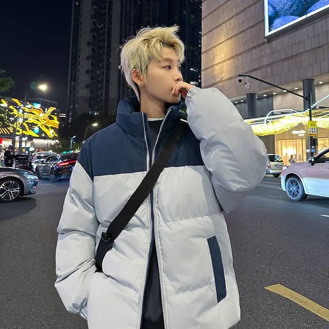 棉基因 冬季棉撞色拼接灯芯绒优质棉棒球服保暖高个小个子日系男简约潮流夹棉袄子美式高街工装风青少年职场通勤学院风棉衣外套 男女同款