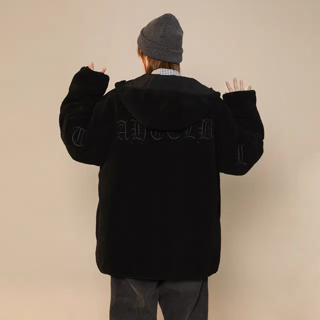 棉基因 冬季羊羔毛加绒连帽优质棉棒球服保暖高个小个子日系男简约潮流夹棉袄子美式高街工装风青少年职场通勤学院风棉衣外套 男女同款