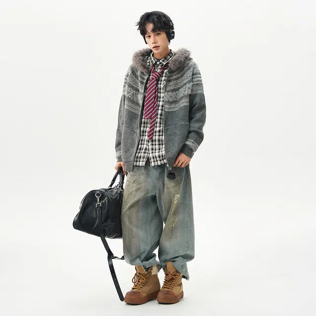 棉基因 潮牌圆领宽松复古简约时尚高级感百搭毛衣 男女同款