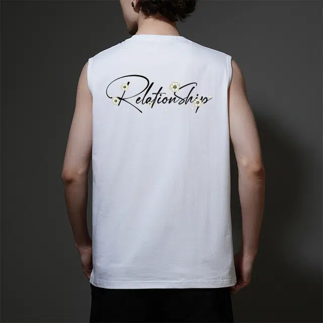 棉基因 夏季宽松圆领纯棉外穿创意简约字母打底衫篮球运动数字花朵装饰印花无袖坎肩背心 男女同款