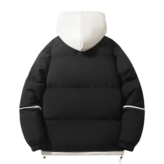 棉基因 春秋季假两件撞色条纹拼接防寒优质棉棒球服高个子小个子日系男简约潮流美式高街工装风青少年职场通勤学院风棉衣外套 男女同款