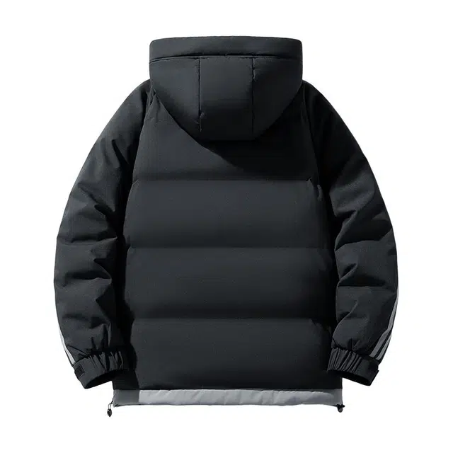 棉基因 冬季连帽侧边条纹撞色优质棉棒球服保暖高个大码日系男简约潮流夹棉袄子美式高街工装风青少年职场通勤学院风棉衣外套 男女同款