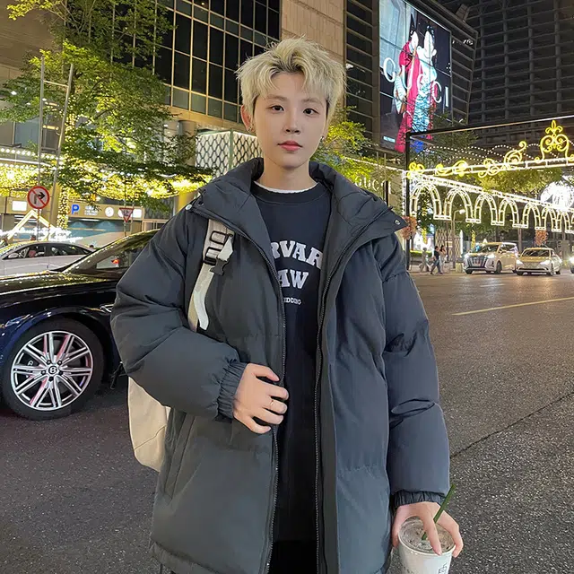 棉基因 冬季纯色连帽优质棉棒球服保暖高个小个子日系男简约潮流夹棉袄子美式高街工装风青少年职场通勤学院风棉衣外套 男女同款