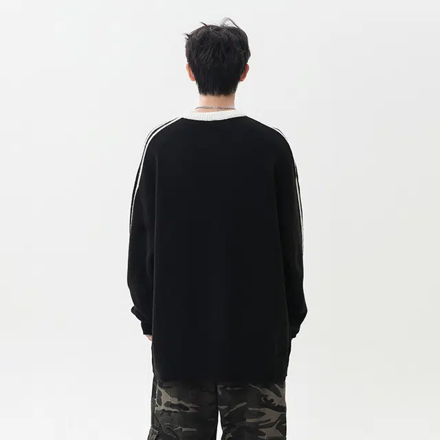 棉基因 三杠条纹双色毛线衣清新森系肌理感厚实内搭休闲运动氛围感职场通勤极简风女装高街美式亲肤打底衣松弛感青少年学院毛衣 男女同款