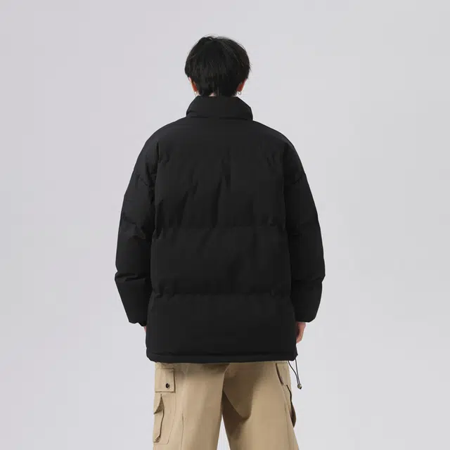 棉基因 冬季纯色高领无帽翻领优质棉棒球服保暖高个小个子日系男简约潮流夹棉袄子美式高街工装风青少年职场通勤学院风棉衣外套 男女同款