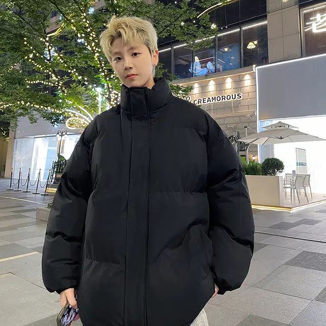 棉基因 纯色保暖高个小个子日系简约潮流美式高街工装风青少年职场通勤学院风棉服 男女同款