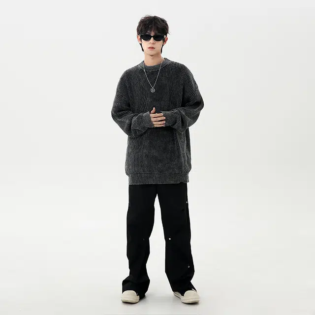 棉基因 纯棉纹理针织毛线衣清新森系肌理感厚实内搭休闲运动氛围感职场通勤极简风女装高街美式亲肤打底衣松弛感青少年学院毛衣 男女同款