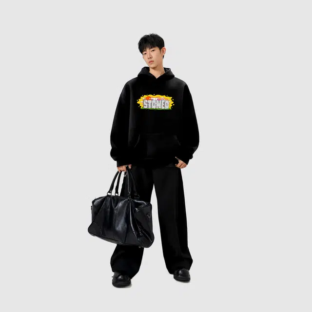 棉基因 早秋国潮日落校园浪漫学院风男生帽子高街潮牌经典辣妹韩系女潮男青少年复古男装户外通勤慵懒风基础款打底连帽卫衣 男女同款