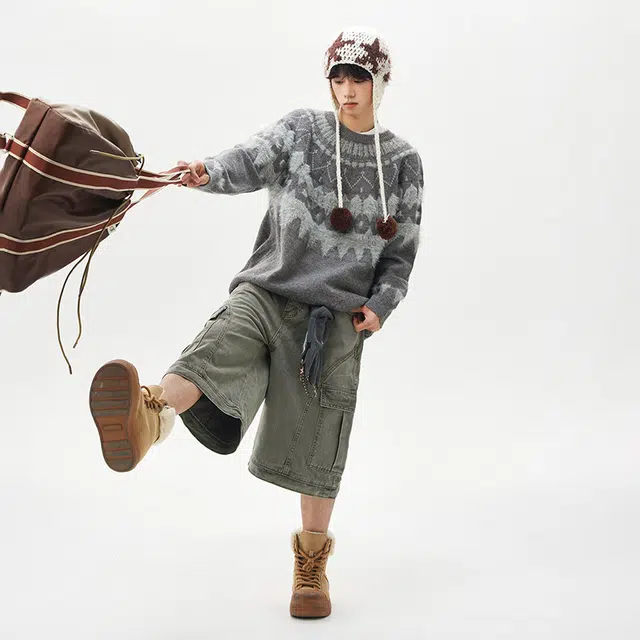 棉基因 撞色马海毛清新森系肌理感毛线衣厚实内搭休闲运动氛围感职场通勤极简风女装高街美式亲肤打底衣松弛感青少年学院风毛衣 男女同款