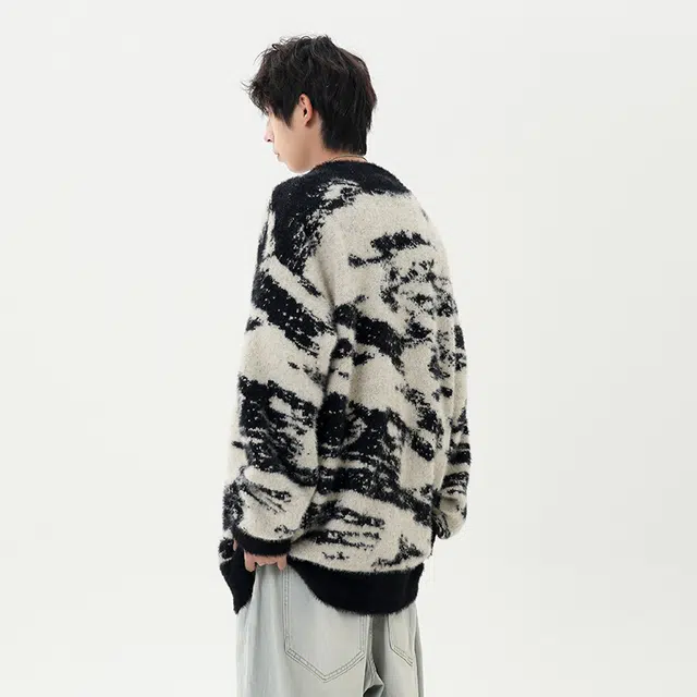 棉基因 斑马纹针织毛线衣清新森系肌理感厚实内搭休闲运动氛围感职场通勤极简风女装高街美式亲肤打底衣松弛感青少年学院毛衣 男女同款