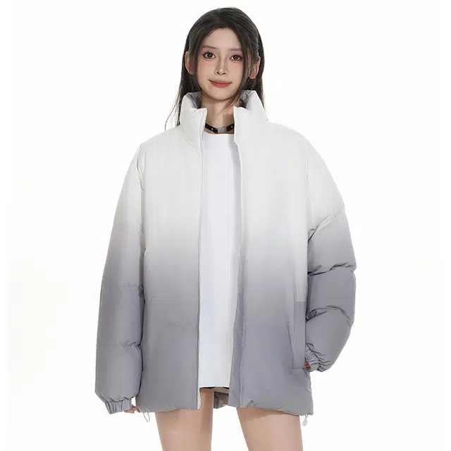 棉基因 春秋季减龄感双色渐变防寒优质棉棒球服高个子小个子日系男简约潮流美式高街工装风青少年职场通勤学院风棉衣外套 男女同款