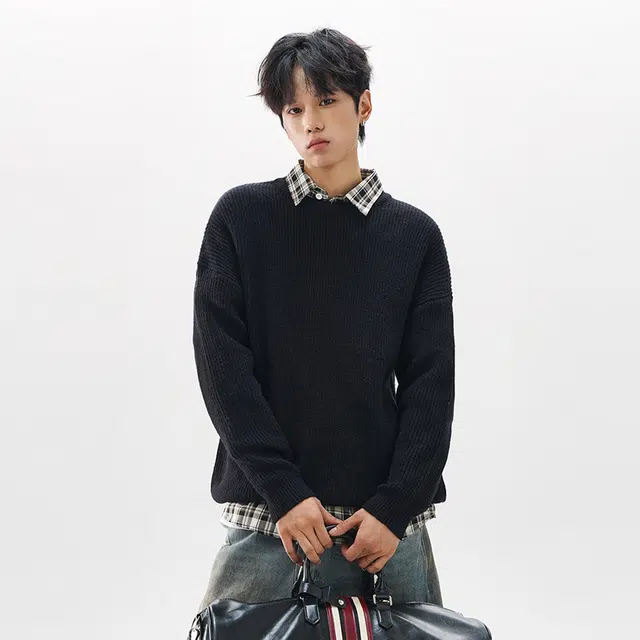 棉基因 清新森系粗针坑条休闲运动肌理感毛线厚实内搭氛围感时尚职场通勤极简风女装高街美式亲肤打底衣松弛感青少年学院风毛衣 男女同款