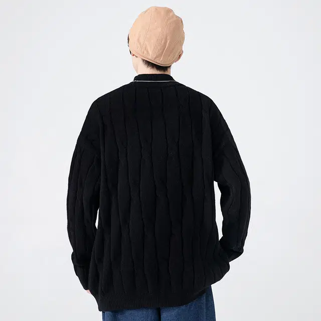 棉基因 扭花半高领麻花毛线衣清新森系肌理感厚实内搭休闲运动氛围感职场通勤极简女装高街美式亲肤打底衣松弛感青少年学院毛衣 男女同款