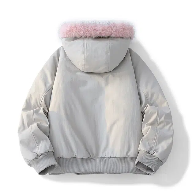 棉基因 冬季毛领座山雕毛绒连帽优质棉棒球服保暖高个小个子日系男简约潮流夹棉袄子美式高街工装风青少年职场通勤学院棉衣外套 男女同款