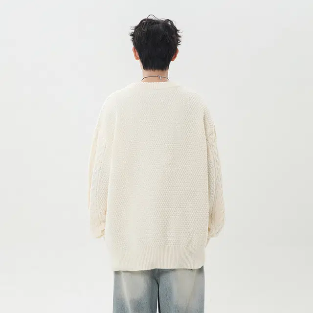 棉基因 清新麻花菱格扭花森系肌理感毛线衣厚实内搭休闲运动氛围感职场通勤极简风女装高街美式亲肤打底衣松弛感青少年学院毛衣 男女同款