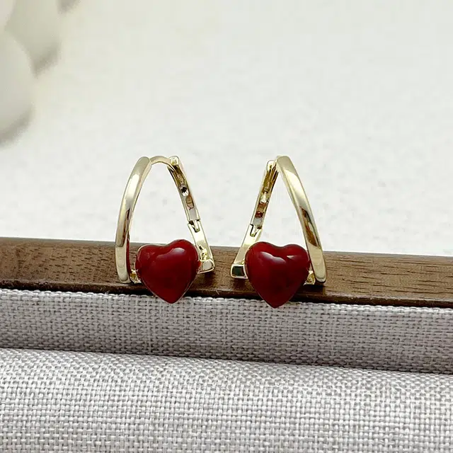 双生恋 心有所属 爱心小巧小众设计感百搭时尚精致日常通勤约会轻奢高级感 铜 耳环 女款