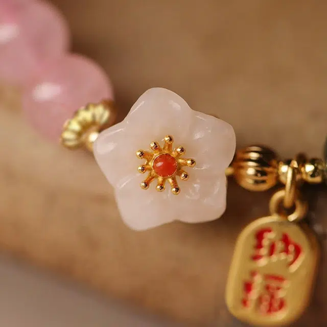 品彩 甜美新中式 桃花优雅气质姻缘财富转运招财纳福天然 粉水晶 手串 女款