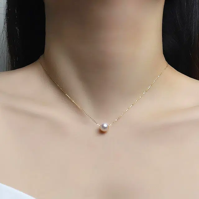 品彩 强光正圆路路通吊坠锁骨链 简约设计精致高级 轻奢大气时尚感 淡水珍珠 项链 女款