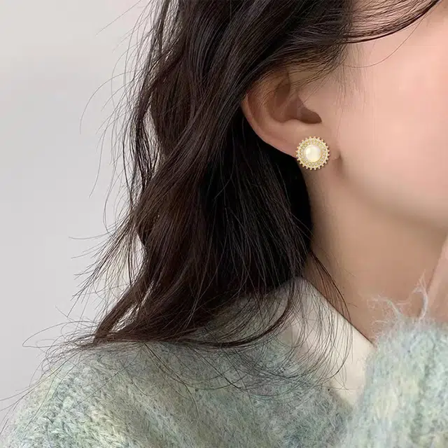品彩 小太阳 精致轻奢优雅小众设计高级感 淡水珍珠 耳钉 女款