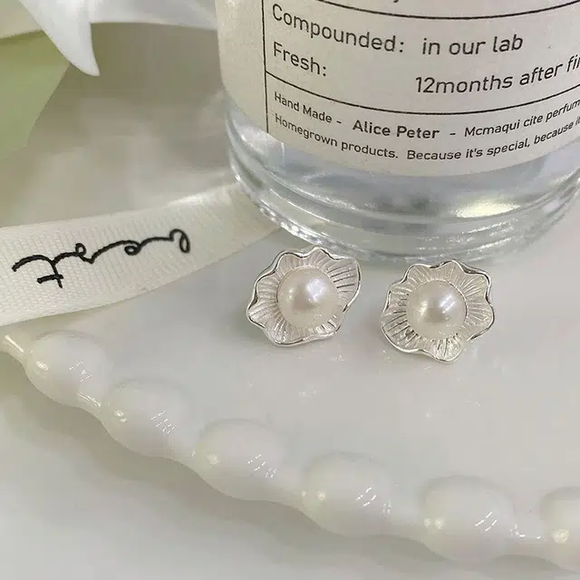 品彩 荷叶圆珠耳饰 简约设计高级感 年轻气质 淡水珍珠 耳环 女款