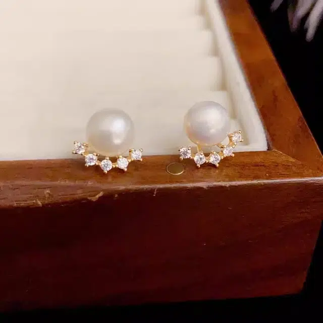 品彩 星星皇冠 轻奢高级感气质减龄 淡水珍珠 耳钉 女款