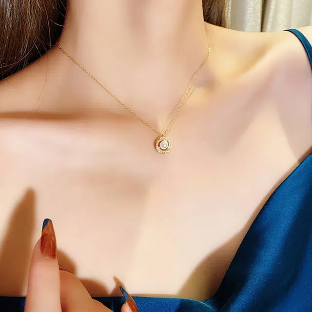 品彩 镶钻满天星花蕾环绕锁骨链 年轻时尚高级感 通勤休闲风 淡水珍珠 项链 女款