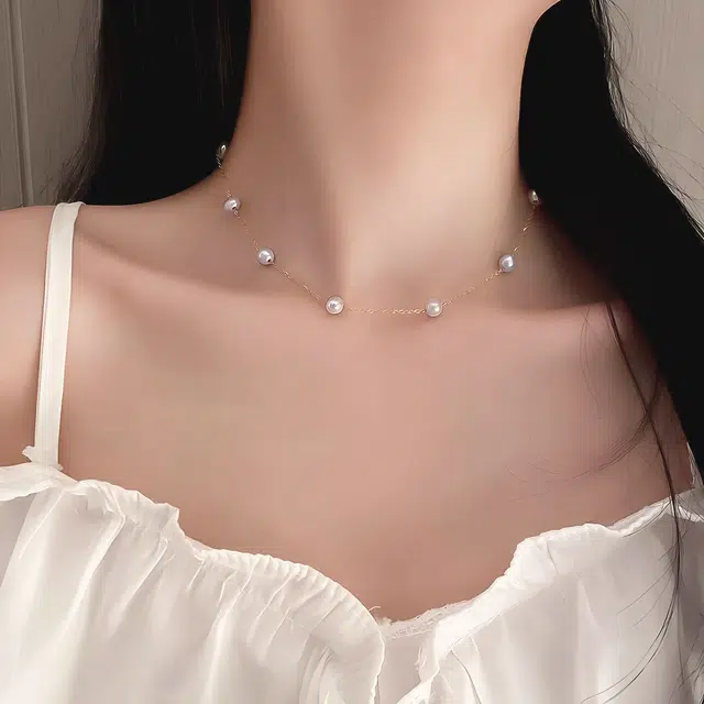 品彩 满天星锁骨链 轻奢气质高级感 淡水珍珠 项链 女款