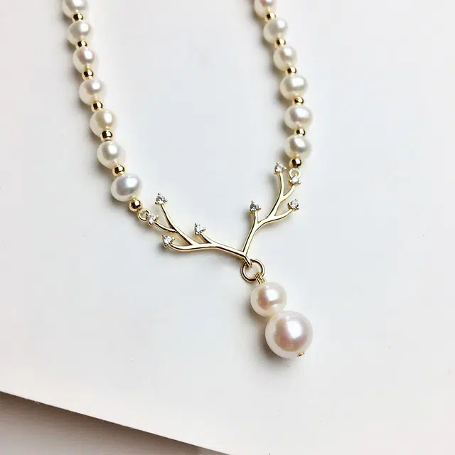 品彩 满天星一鹿有你鹿角 轻奢气质高级感 减龄百搭时尚 淡水珍珠 项链 女款