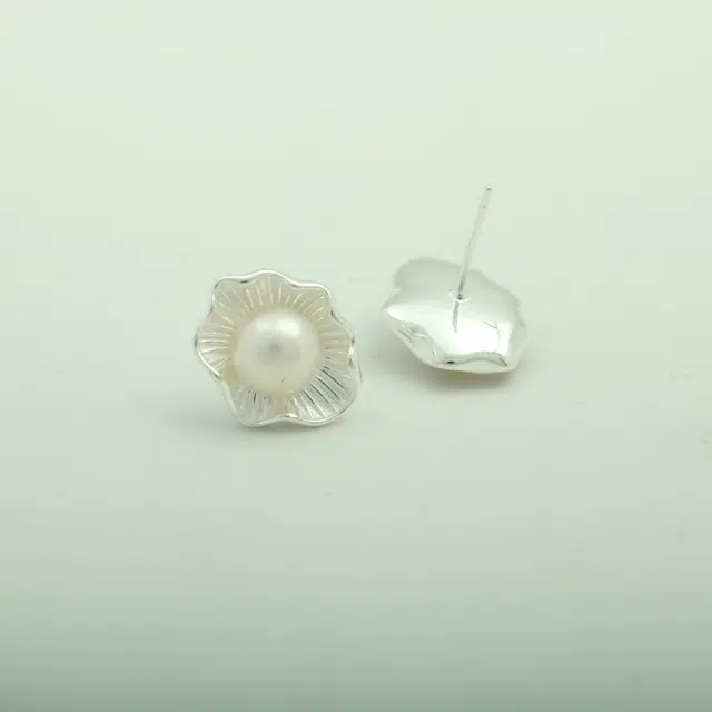 品彩 荷叶圆珠耳饰 简约设计高级感 年轻气质 淡水珍珠 耳环 女款