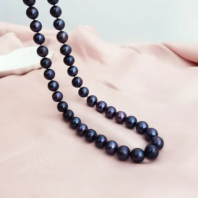 品彩 正圆强光大颗黑紫炫彩串珠链 简约设计轻奢高级感 礼品 淡水珍珠 项链 女款