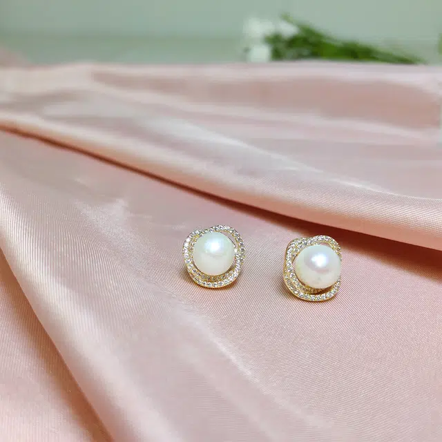 品彩 花朵馒头珠耳饰 小众轻奢高级感 年轻百搭时尚 淡水珍珠 耳环 女款