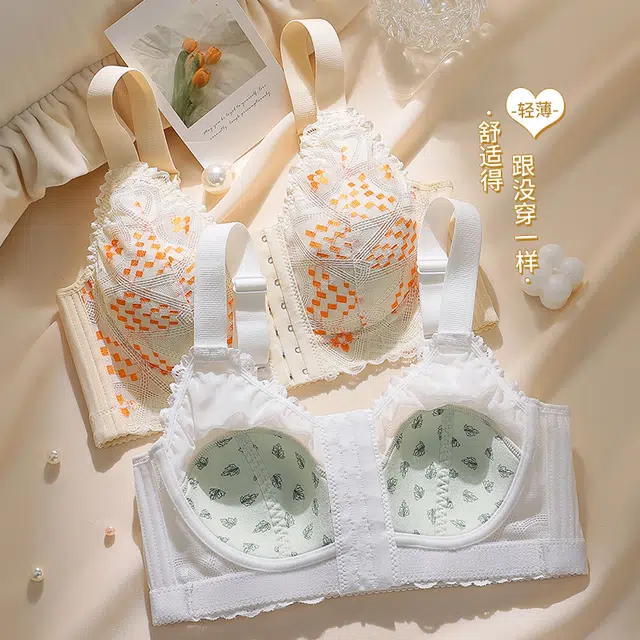 图兰朵 大胸显小聚拢无痕清爽透气蕾丝花薄款提拉防下垂侧收美背性感纯欲风无钢圈收副乳文胸 女款