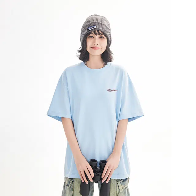 图兰朵 手绘艺术字母美式速干纯棉重磅基础款简约通勤百搭舒适亲肤柔软圆领套头休闲运动潮流短袖宽松潮牌正肩浅色减龄打底衣 男女同款