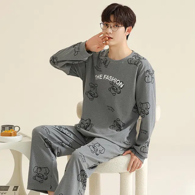 图兰朵 秋冬季德绒保暖男秋衣高弹柔软舒适防静电休闲睡衣套装 男款