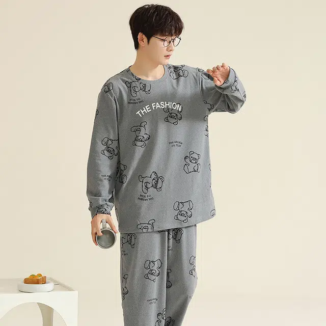 图兰朵 秋冬季德绒保暖男秋衣高弹柔软舒适防静电休闲睡衣套装 男款